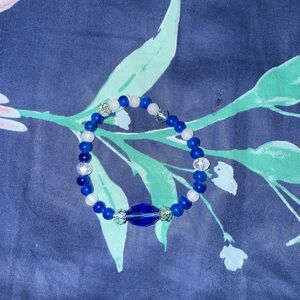 Blue and White Beaded Bracelet